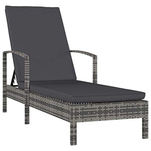 vidaXL Lettino Prendisole con Braccioli e Cuscini Regolabile Leggero Robusto Elegante Sedia a Sdraio Spiaggia Giardino in Polyrattan e Acciaio Grigio