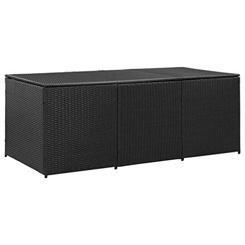 Tidyard Baule da Giardino Impermeabile in Rattan Nero/Marrone/Grigio,Cassapanca Contenitore da Giardino per Esterno Impermeabile in Rattan,Cassapanca Contenitore Esterno 180x90x75 cm