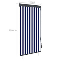 FAMIROSA Tenda a Rullo per Esterni 100x250 cm Blu e Bianca