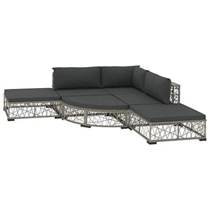 vidaXL Set Divani da Giardino 6 pz con Cuscini Foderati Lavabili Modulare Leggero Elegante Arredi da Esterno in Polyrattan Grigio Telaio in Acciaio