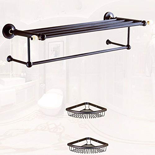MBYW Portasciugamani Moderno Minimalista Portasciugamani Elegante per Il Bagno di Moda Rame Rack Nero Antico Antico portasciugamani Bagno Bagno Hardware Lusso Ciondolo Set a Due Pezzi
