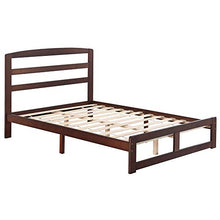 Fgasad - Struttura letto in legno di pino massiccio marrone con rete a doghe e testiera, adatta per materassi matrimoniali 206 x 157 cm, con piattaforma in legno per adulti e bambini