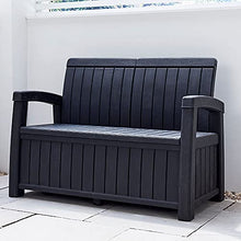 Panca da Giardino Grigia a 2 posti da 184 Litri - Cassetta Portaoggetti per Attrezzi e Cuscini Sedute da Patio - Design Contemporaneo, Resistente alle Intemperie, Non Sbiadisce ed è facile da Pulire