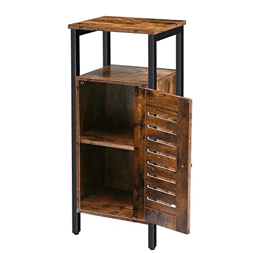 HOOBRO Armadietto, Armadio Compatto con Ripiano Regolabile, Tavolino, Industriale, Ripiani Aperti, Armadio da Terra, Comodino, Multifunzionale, Salvaspazio, Marrone Vintage EBF13CW01