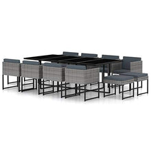 vidaXL Set Pranzo da Giardino 13 pz con Cuscini in Polyrattan Grigio