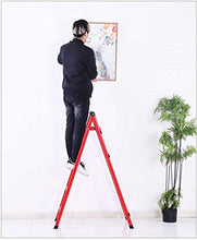 File cabinets Sedie Pieghevoli Indoor Attico Stepladders, su Due Lati di Sicurezza Stepladders Scala di risalita Frutteto/Giardino/Farm Ladder Step Sgabello (Color : Red, Size : 41 * 57 * 84CM)