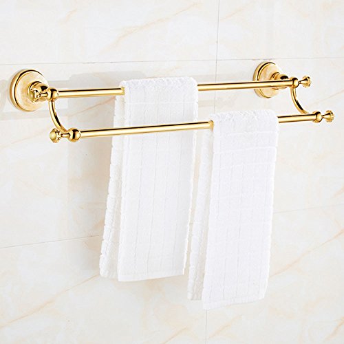 MBYW Portasciugamani Moderno e Minimalista Alto carico Portasciugamani Elegante da Bagno Mensola portaoggetti Set Accessori baroom in Ottone Color Giada Giallo Oro, portasciugamani Doppio