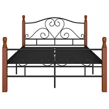 GOTOTOP 200 x 120 cm Giroletto in Metallo,Struttura Letto Matrimoniale,Piattaforma Letto Matrimoniale,Rete del letto,Montaggio facile,Nero e legno scuro