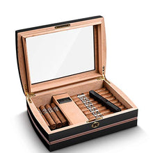 Cigar Box, Cigar Box Cigar Humidor Legno di Cedro Cigar Box Cigar Box portasigarette può Tenere 75 Nero Alta qualità (Size : 33x23x10cm)