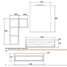 bonussi Mobile Bagno Sospeso 149-160 cm Lavabo Specchio Pensile e Cassettone Kelly Rovere
