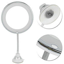 BLLBOO Specchio per Il Trucco - Specchio per Trucco a Collo di Cigno Flessibile con ingrandimento 10X Specchio a LED con Supporto per aspirazione a Luce LED per Bagno di casa