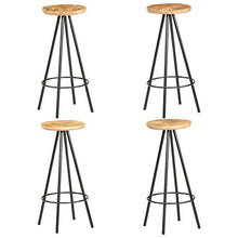 Tidyard Set 4 pz Sgabelli da Bar Industriale in Legno Massello di Mango e Ferro,Sgabelli da Bar Alti,Sgabelli da Bar Vintage,Sgabelli da Cucina Design Industriali,Sgabelli Vintage 30x73 cm