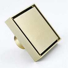 Nosterappou Bagno Cucina Bagno Scarico a Pavimento in Oro Spazzolato Scarico Pavimento Deodorante Quadrato, Grande Design di drenaggio per Mantenere Asciutto al Coperto - Facile da Mantenere