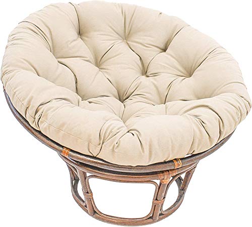 TOPYL Rotondo Poltrona Papasan Cuscino,Morbido Rimovibile Appeso Egg Chair Pad per Sedia A Dondolo Pad Appeso Amaca,Interna All'Aperto Terrazza Giardino Bianco Latte Diameter130cm(51inch)