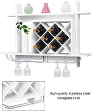 OLDJTK Parete Wine Rack Organizer, Bottle Holder Glass Bar Accessori Scaffalature for 6 Bottiglie di Vino Bagagli mensola di Esposizione (Bianco)