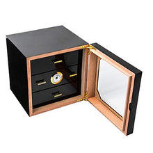Minmin Cigar Box multistrato finestra trasparente Legno di Cedro Idratante Cabinet Piano di vernice di finitura for auto portatile Cigar Box, 250x240x240mm accessori del sigaro
