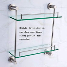 ZLININ Y-longhair Mensola in Vetro per Bagno in Acciaio Inox 304, Mobile da Parete per Bagno su 2 Livelli, 15,5'' e Volte; 16,5'' e Time; 5,1''