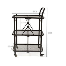Quattro Ruote portatile strumento di archiviazione Carrello Scaffalatura mobile in metallo comoda cucina pieghevole di grande capacità piccolo appartamento piccolo ristorante nero 64X35X90cm Utility C
