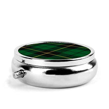 Wallace, contenitore rotondo per pillole in tartan a 3 scomparti, in metallo, per medicinali e vitamine, per viaggi all'aperto