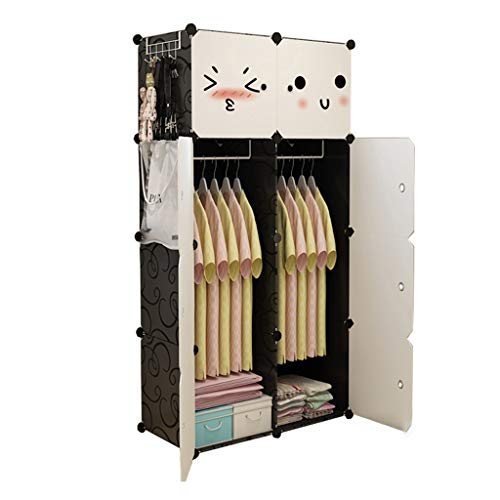 Locker Withdoor Armadio Armadio Hanging Rimovibili di Plastica Gitter Scaffali Abbigliamento Home Camera Dormitorio Nero 75X47X147CM MUMUJIN