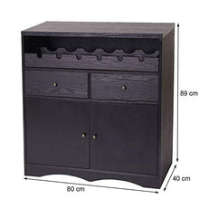 Portabottiglie Mobile per Vini HWC-F65 40x80x89cm Legno MDF Rovere Nero