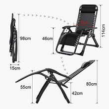 SHUAIIJUAN Sedia per il tempo libero domestico Outdoor Garden Lettino Sedia pieghevole Zero Gravity Sdraio Adagiarsi Patio Lounge Recliners con cuscino Decking, vacanze, spiaggia Max.150kg - Grigio