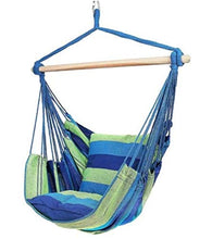 Poltrona sospesa blu/verde, per interni ed esterni, 120 kg, sospesa, decorazione, amaca, altalena da giardino