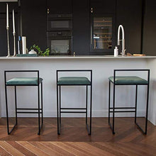 M-YN Sgabelli da Bar Sgabelli da Bar in Velluto Industriale ARMLESS Indoor Kitchen Sedia da Pranzo Sedia da Stiro Sdraio Sedie con Gambe in Metallo Imbottita (Color : Green, Size : H65cm)