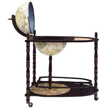 Tidyard Bar a Globo Portavini con Supporto in Legno Autoportante Eucalipto Verde,Carrello Cucina Legno,Minibar,Portavini,Carrello Bar,Carrello liquori,Porta liquori 70x45x88 cm