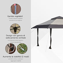 Outsunny Gazebo da Giardino Pieghevole 3.96x3.96m in Metallo, Gazebo Portatile con Borsa da Viaggio, Cachi