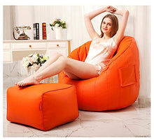 HongTeng Divani in Pelle Divano Pigro Tatami Fagiolo Borsa Camera Balcone pisolino Comodo Divano Piccolo Computer Lounge con poggiapiedi 80 × 80 cm (Color : Orange)