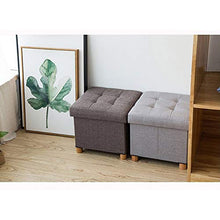 ZTCWS Lino Pieghevole di stoccaggio ottomano, Versatile Risparmiare Spazio Toy Box con Memory Foam Sedile 15 x 15 x 15 Pollici,C