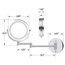 LZNAN - Specchio da trucco a LED doppio, diametro 6,7 pollici, 1 x 5 x regolabile, montaggio a parete regolabile a 360 gradi