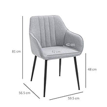 homcom Set 2 Sedie Imbottite Moderne da Cucina, Salotto o Soggiorno in Stile Scandinavo, Grigie, 59.5x56.5x81cm