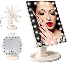 WQERLC Specchio a Parete, Specchi per la Casa Large Ed, Trucco con 22 Led S, Tavolo da Tavolo con Rotazione a 360 ° e Dimmerabile a Pressione, Specchi da Bagno a Parete