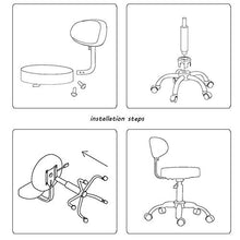 JBTM Sgabello Regolabile con rotelle per Lavoro Cucina Salone, ergonomico Sgabello Girevole,Bianca,Medical Wheel