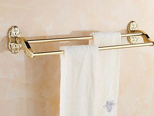 MBYW Portasciugamani Moderno Alto carico Portasciugamani Elegante da Bagno Mensola portaoggetti Porta Asciugamani, Stile Europeo, portaoggetti per Pioggia, Doppio portasciugamani, Oro 59 cm