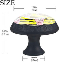 Rosa Maiali Withes Giallo Nero Stripe Pomelli per Porta Set di 4 Pomelli per Mobili Manopole per Cassetti Cucina Armadio Vetro