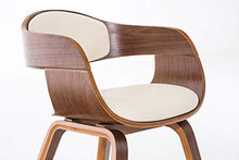 CLP Sedia Visitatore Kingston In Similpelle I Sedia Rétro Con Braccioli 4 Gambe Imbottita I Sedia Pranzo In Legno I Sedia Conferenza, Colore:noce/crema