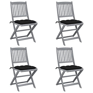 vidaXL Sedie da Giardino Pieghevoli 4pz con Cuscini in Massello Acacia
