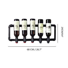 JAHQ Scaffale Vini Scaffale a Parete Dies 68 cm in Metallo per 5 Bottiglie Supporto Bottiglie Porta Bottiglie