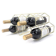 Uniquk Portabottiglie Portabottiglie Indipendente Armadietto Armadietto Controsoffitto Design Geometrico Oro Spazzolato Adatto per Vino Rosso e Bianco-Oro
