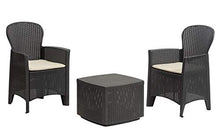DMORA 8052773491754 Set da Giardino con Cuscini, 2 Poltrone e 1 Tavolino Contenitore da Esterno, Made in Italy, Antracite