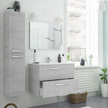 Bagno Italia Mobile arredo bagno sospeso moderno cm 80 con 2 cassettoni lavandino e specchio inclusi bianco o cemento