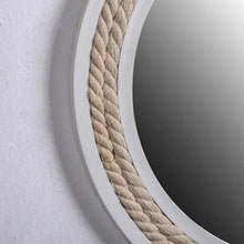 H.yina Specchio da Parete Rotondo retrò da 30 cm / 11,8 'con Corda di Canapa Vanity Make Up Mirror Specchio da Barba Rotondo Specchio con Cornice in Legno massello Specchio Decorativo cosmetico