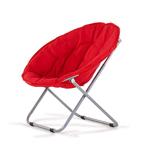 Divano Pigro Lounge Moon Chair Sun Lounger Sedia Pieghevole Singola Seduta Regolabile Outdoor Garden Camping Interno ed Esterno (Colore : Rosso, Dimensione : 80 * 51 * 76cm)