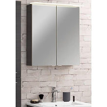 FACKELMANN - Mobile da bagno con specchio a LED, 60 cm, 3 pezzi, colore: marrone scuro