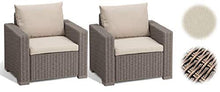 Keter California Set 2 Poltrone in Rattan, Set di 2 Divanetti con Cuscino Incluso Color Cappuccino