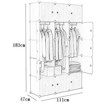 Locker Withdoor Armadio 3-Hanging Archivi Rimovibili di Plastica Divide-Grid Scaffali Clothes Home Camera MUMUJIN (Size : 111X47X183CM)