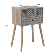 Rebecca Mobili Comodino 2 Cassetti Stile Scandinavo Legno Marrone Chiaro Grigio Arredamento Camera Salotto - 69 x 45 x 30 (H x L x P) - Art. RE6118